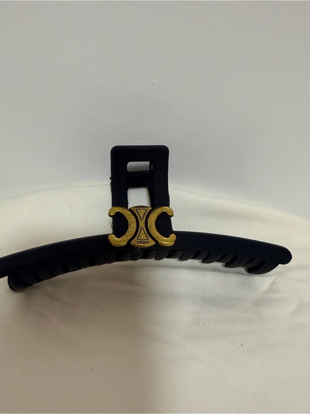Black Hair Claw Clip with Gold Double-Crescent Emblem